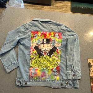 Denim Jean Jacket with Colorful Graphic